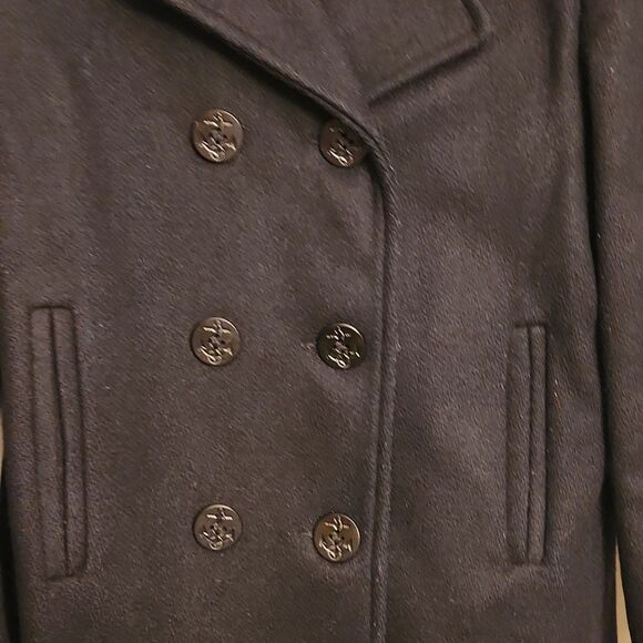Eddie Bauer Women's Black Wool Coat w/ Anchor Buttons Size M - Picture 5 of 9